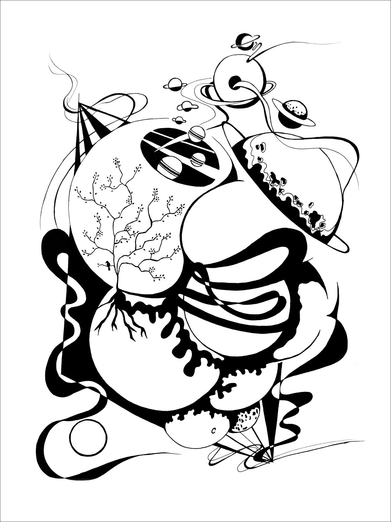 pen and ink on paper
