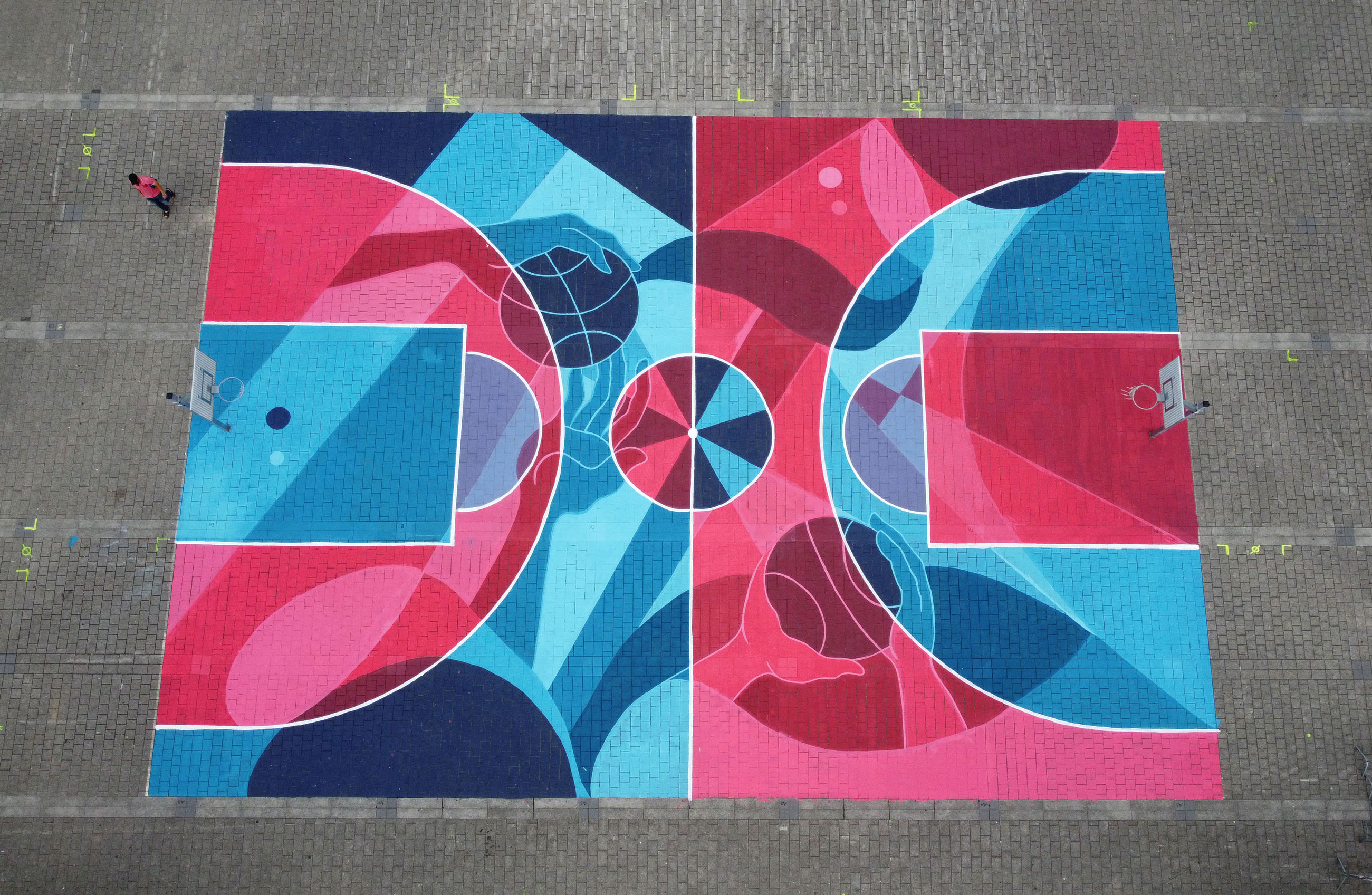 basketball field painting Brussels 2021