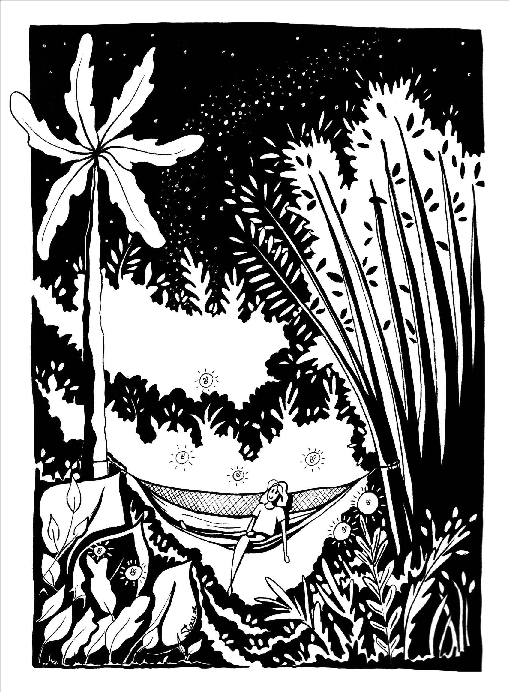 pen and ink on paper