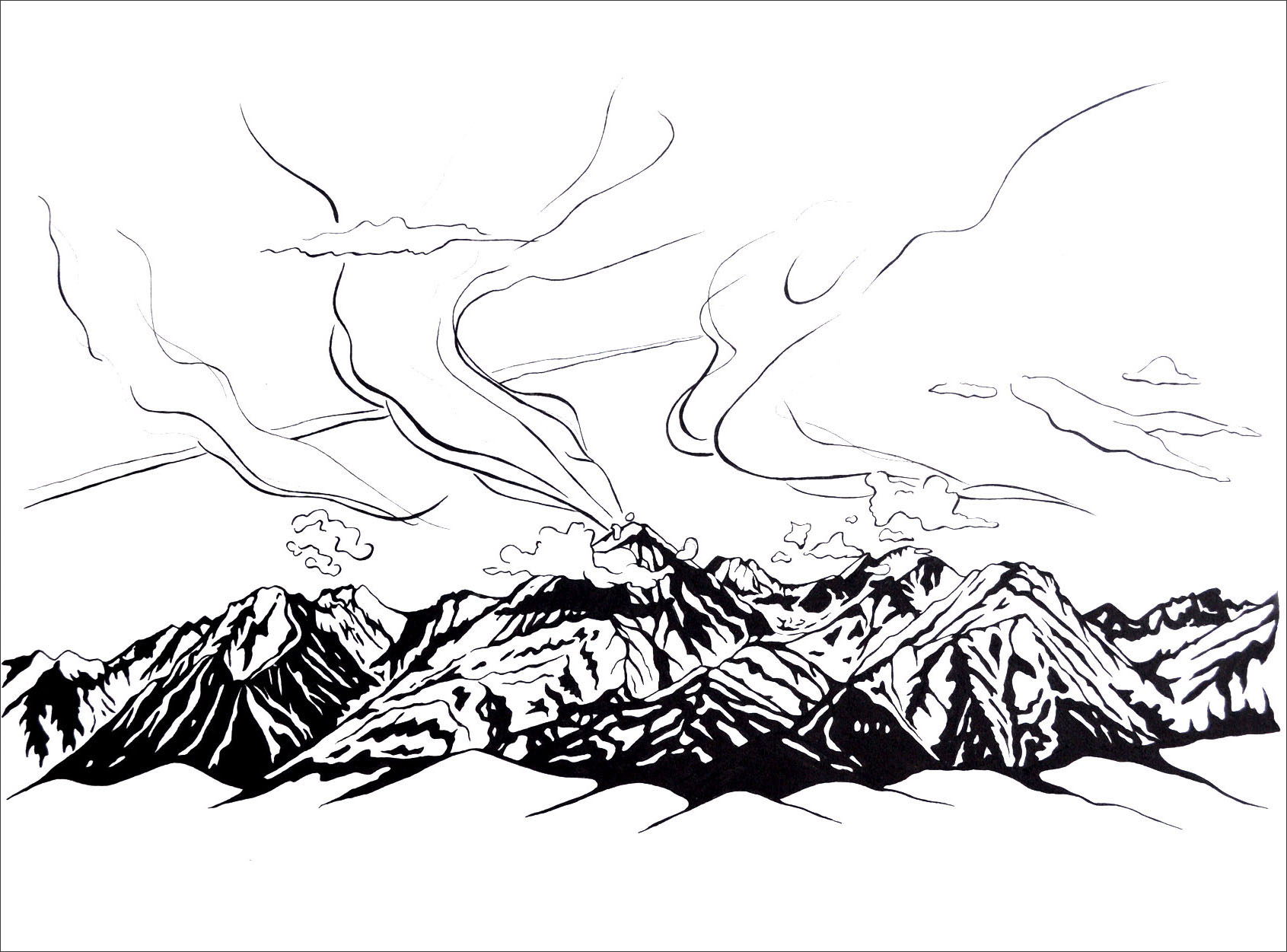 pen and ink on paper